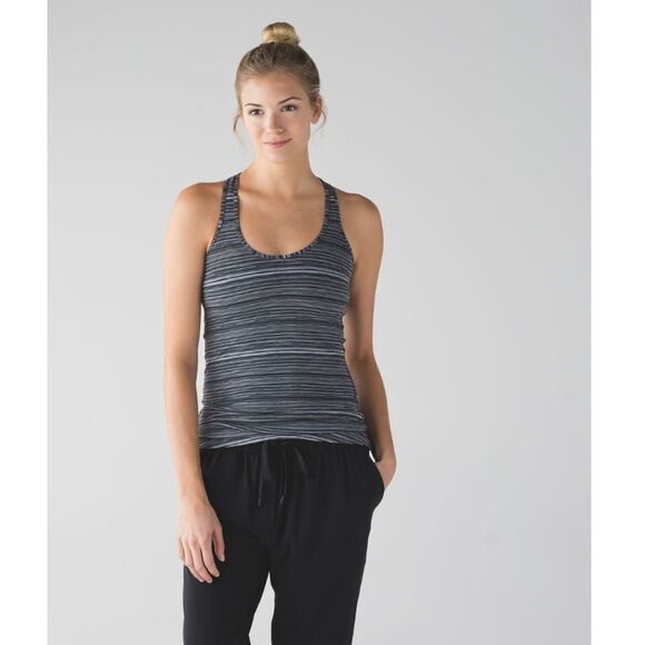 Lululemon Cool Racerback Tank Top Black White W1NCPS Size 6 - Picture 1 of 6
